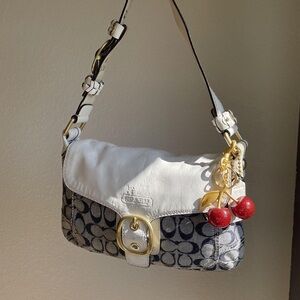 Coach Black and White Signature Shoulder Bag